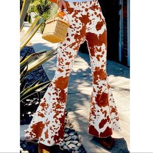 Cow Print Flare Jeans
